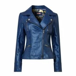 Joe Browns Blue Classic Leather Jacket -Joe Browns shop unnamed file 2348