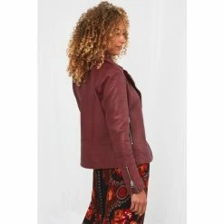 Joe Browns Purple Classic Leather Biker Jacket -Joe Browns shop unnamed file 2366