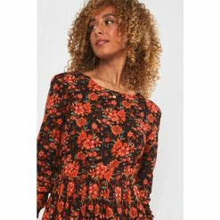 Joe Browns Orange Autumnal Floral Balloon Sleeve Dress -Joe Browns shop unnamed file 241