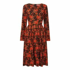 Joe Browns Orange Autumnal Floral Balloon Sleeve Dress -Joe Browns shop unnamed file 242