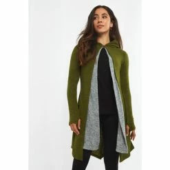 Joe Browns Green Longline Hooded Wrap Cardigan