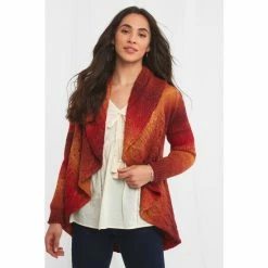 Joe Browns Orange Flame Effect And Design Cable Knitted Cardigan