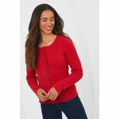 Joe Browns Red Striking Cable Knitted Button Up Cardigan