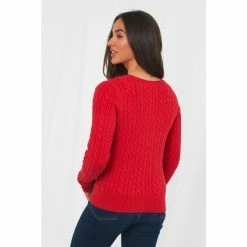 Joe Browns Red Striking Cable Knitted Button Up Cardigan -Joe Browns shop unnamed file 2467