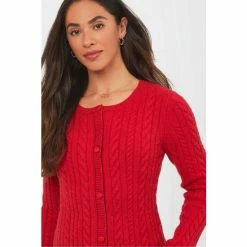 Joe Browns Red Striking Cable Knitted Button Up Cardigan -Joe Browns shop unnamed file 2468