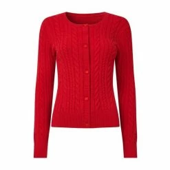 Joe Browns Red Striking Cable Knitted Button Up Cardigan -Joe Browns shop unnamed file 2469