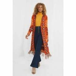 Joe Browns Orange Boho Babe Hooded Cardigan