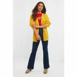 Joe Browns Yellow Cosy Knitted Button Up Cardigan