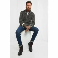 Joe Browns Black Acid Wash Textured Knitted Cardigan