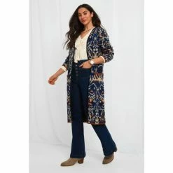 Joe Browns Blue Abstract Warm Coat Style Cardigan