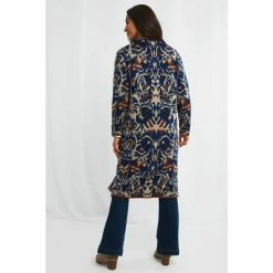 Joe Browns Blue Abstract Warm Coat Style Cardigan -Joe Browns shop unnamed file 2564