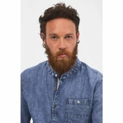 Joe Browns Blue Denim Style Grandad Shirt -Joe Browns shop unnamed file 2656