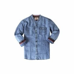 Joe Browns Blue Denim Style Grandad Shirt -Joe Browns shop unnamed file 2657