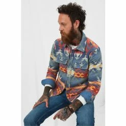 Joe Browns Blue Pastel Aztec Style Thick Over Shirt
