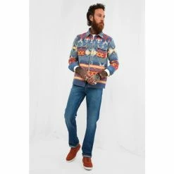 Joe Browns Blue Pastel Aztec Style Thick Over Shirt -Joe Browns shop unnamed file 2729