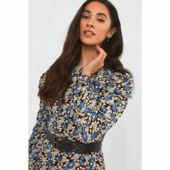 Joe Browns Blue Cute Floral Long Sleeve Round Neck Dress -Joe Browns shop unnamed file 273