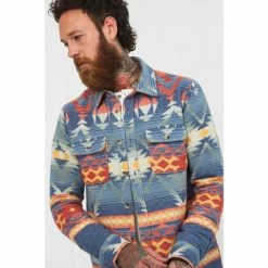 Joe Browns Blue Pastel Aztec Style Thick Over Shirt -Joe Browns shop unnamed file 2731