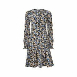 Joe Browns Blue Cute Floral Long Sleeve Round Neck Dress -Joe Browns shop unnamed file 274