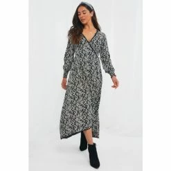 Joe Browns Black Striking V Neck Long Sleeve Dress