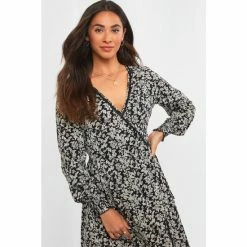 Joe Browns Black Striking V Neck Long Sleeve Dress -Joe Browns shop unnamed file 277