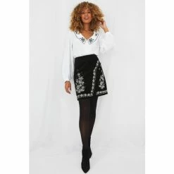 Joe Browns Black Floral Design Beaded Skirt