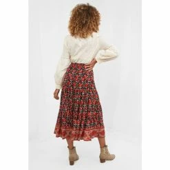 Joe Browns Red Longline Boho Floral Border Print Skirt -Joe Browns shop unnamed file 2914