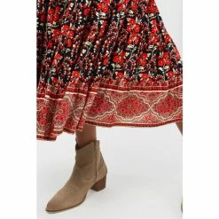 Joe Browns Red Longline Boho Floral Border Print Skirt -Joe Browns shop unnamed file 2915