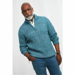 Joe Browns Blue Zip Up Tide Funnel Knitted Jumper