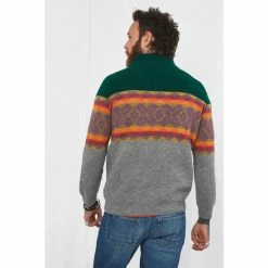 Joe Browns Grey Striped Zip Up Funnel Neck Jumper -Joe Browns shop unnamed file 3070