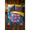 Joe Browns Black Fabulous Folk Floral Pom Pom Reversible Bed Set