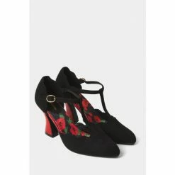 Joe Browns Black Classy And Smart T Bar Buckle Up Heeled Shoes