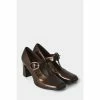 Joe Browns Brown Thick T Bar Leather Heeled Shoes