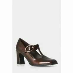 Joe Browns Brown Thick T Bar Leather Heeled Shoes -Joe Browns shop unnamed file 3350