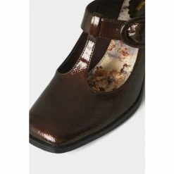 Joe Browns Brown Thick T Bar Leather Heeled Shoes -Joe Browns shop unnamed file 3351