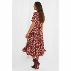 Joe Browns Red Short Sleeve V Neck Floral Tea Dress -Joe Browns shop unnamed file 338