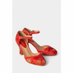 Joe Browns Red Satin Heeled Buckle Fastening Shoes