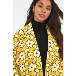 Joe Browns Yellow Standout Abstract Floral Coat -Joe Browns shop unnamed file 3490