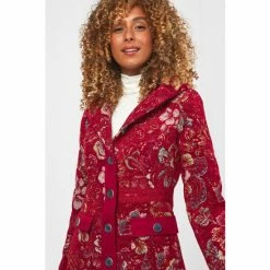 Joe Browns Red Floral Detailed Button Up Hooded Coat -Joe Browns shop unnamed file 3513