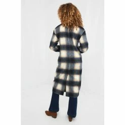 Joe Browns Blue Double Breasted Checked New York Style Longline Coat -Joe Browns shop unnamed file 3522