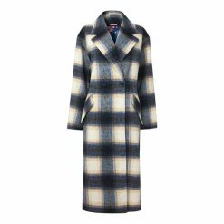 Joe Browns Blue Double Breasted Checked New York Style Longline Coat -Joe Browns shop unnamed file 3524