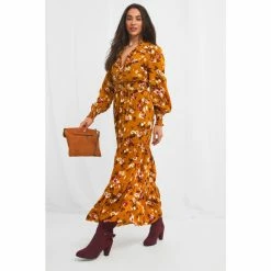 Joe Browns Orange Maxi Button Through Floral Dress