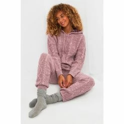 Joe Browns Purple Comfy Cable Knit Trousers