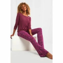 Joe Browns Red Paisley Print Yoga Flared Trousers