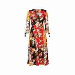 Joe Browns Red Mixed Floral Patchwork V Neck Dress -Joe Browns shop unnamed file 370