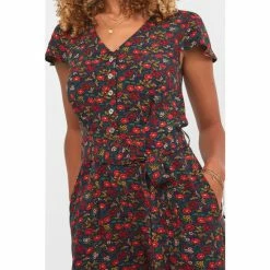 Joe Browns Red Ditsy Floral In Bloom Button Up Jumpsuit -Joe Browns shop unnamed file 3734