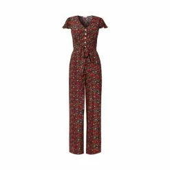 Joe Browns Red Ditsy Floral In Bloom Button Up Jumpsuit -Joe Browns shop unnamed file 3735