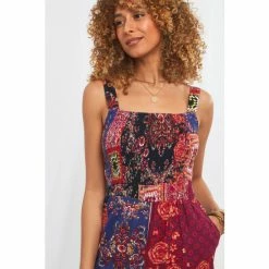 Joe Browns Red Patchwork Print Shirred Jumpsuit -Joe Browns shop unnamed file 3757