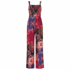 Joe Browns Red Patchwork Print Shirred Jumpsuit -Joe Browns shop unnamed file 3758