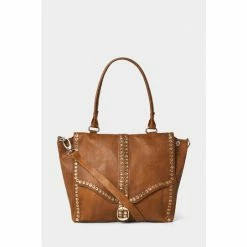 Joe Browns Brown Studded Premium Washed Leather Bag