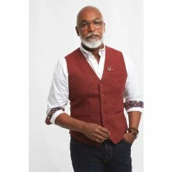 Joe Browns Red Rusty Tweed Button Up Waistcoat -Joe Browns shop unnamed file 3909